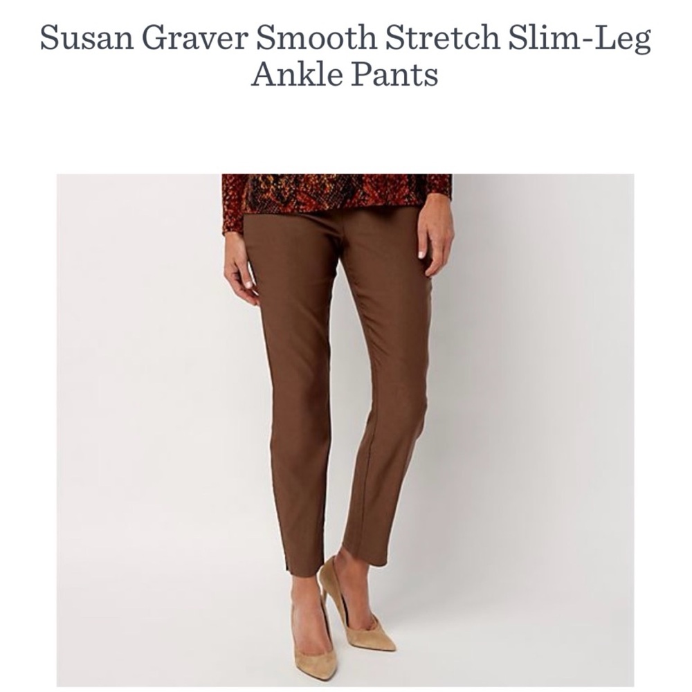 Susan Graver Black Pull-On Petite Smooth Stretch Slim-Leg Ankle Pants
